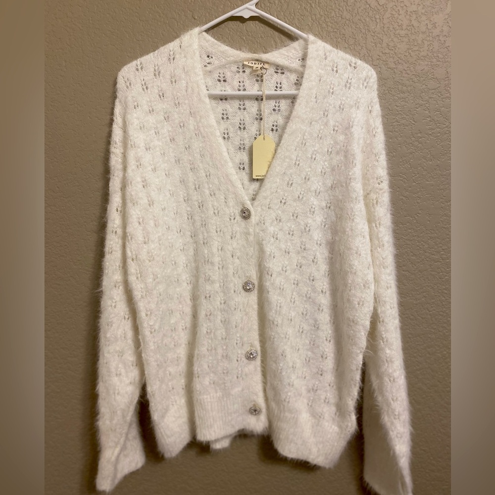 Jodifl White Cardigan Size Medium NWT